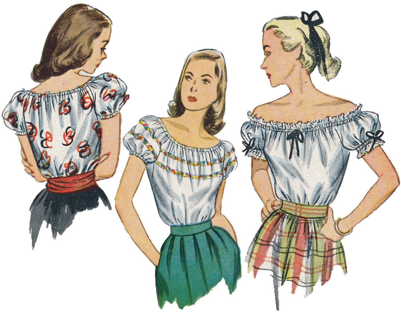 Vintage 1940s Peasant Blouse Sewing Pattern by Simplicity