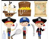 pirate clipart digital clip art - Salty Sea Pirates - Boys - Digital Clip Art - Personal Commercial Use