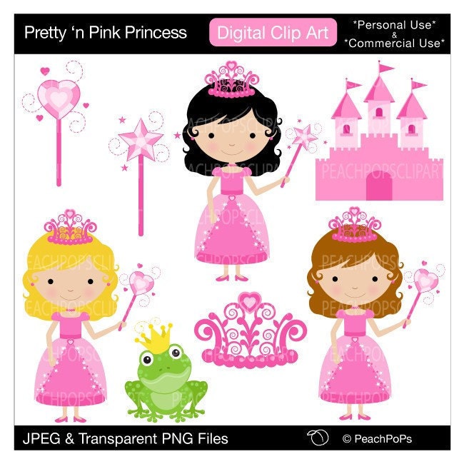 cute princess clip art clipart digital clip art girl pink - Pretty n Pink Princess - Digital Clip Art - Personal Commercial Use