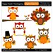 owl clip art clipart cute owls holiday fall autumn - Happy Hootin Thanksgiving - Digital Clip Art - Personal Commercial Use