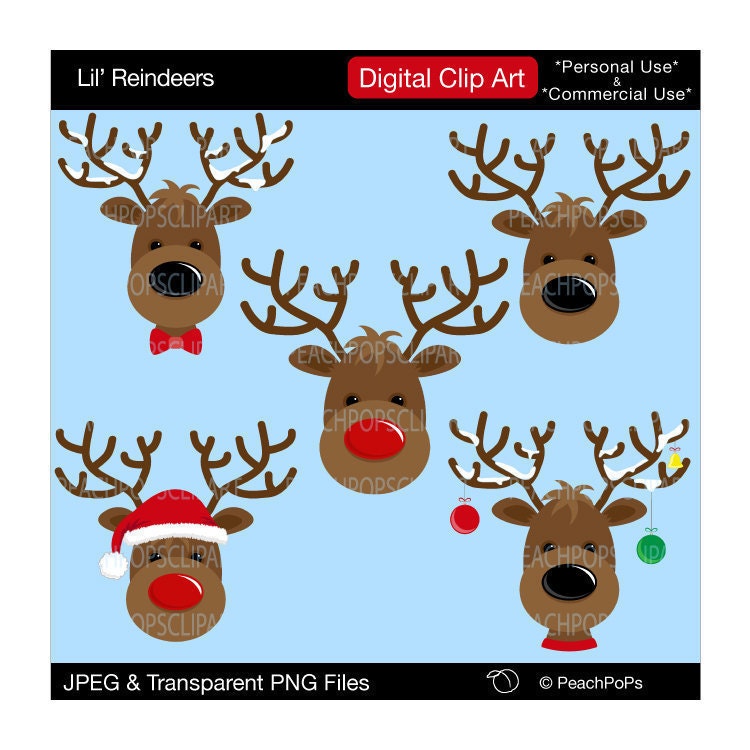 cute reindeer clip art reindeer digital clipart Christmas holiday xmas - Lil Reindeers - Digital Clip Art - Personal Commercial Use
