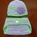 Newborn Baby Girl Matching Crochet Diaper Cover and Hat with Crochet Flower, Easter Outfit