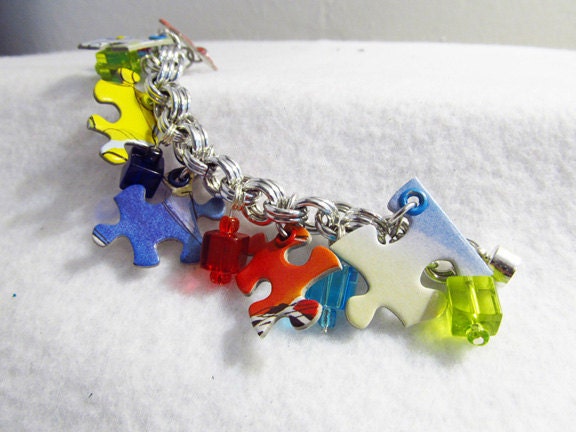 Reserved for Jennifer, Autism Awareness Puzzle Bracelet