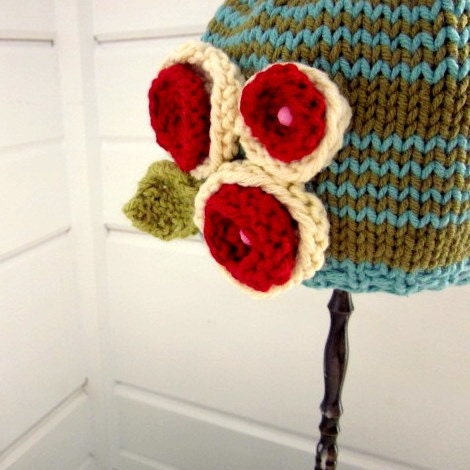 Knit baby girl hat, photography prop, newborn up to 12 months sizes, by Sweet Baby Dolly on Etsy