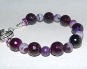 Purple Faceted and Banded Agate Sparkle Bracelet with Toggle Clasp