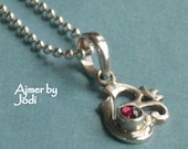 Om Pendant with Garnet STERLING SILVER