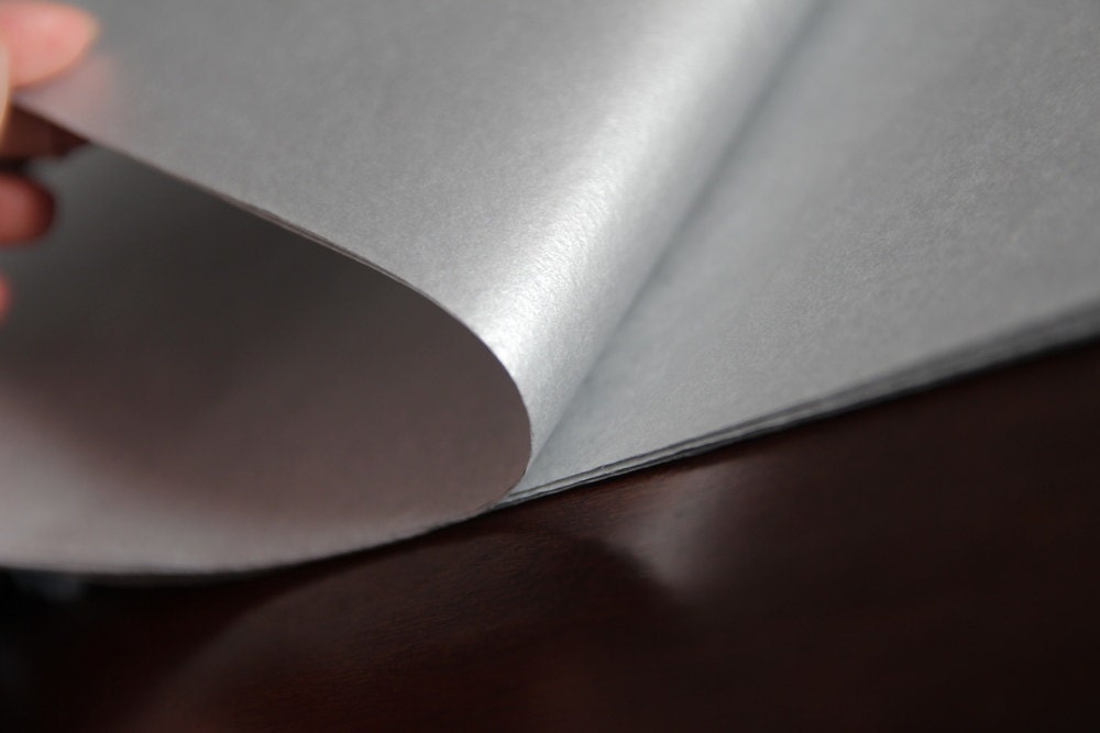 Silver - One Set of 20X30'' Metallic One Side Tissue Paper, 12 sheets
