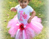 3 Piece Disney Princess AURORA SLEEPING BEAUTY Inspired Pink Glitter Tutu Girls First Birthday Outfit with Name Choose Your Size