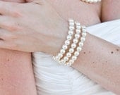 Pearl Bracelet,Bridal Pearl Bracelet, Ivory or White Swarovski Pearls,Statement Bridal Bracelet, Wedding Pearl Bracelet,Cuff,Pearl,MARIELLE