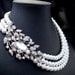 Pearl Necklace, Bridal Necklace, White Swarovski Pearls, Vintage Style Necklace, Rhinestone Necklace,Statement Bridal Necklace,Pearl, ALEENA