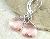 Pink Earrings Romantic Silver Earrings Pink Swarovski Crystal Earrings Sterling Lever Back Earrings Pink Earrings Pink Jewelry