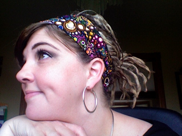 Gypsy Wraps by Julie Bartel, Black Effervescence Gypsy Wrap, size M or L - yoga headband, dread wrap, elastic bandana