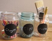 Chalkboard Labels-Tags-Self Adhesive-Buy 2 get 1 free-Scalloped circles-3.5 inch set of 12 with chalk