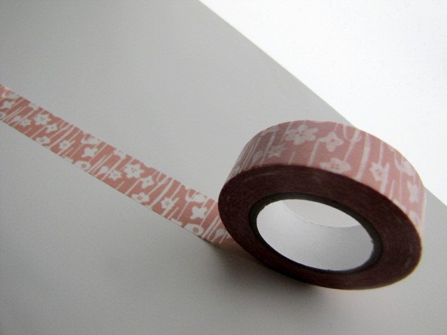 Japanese Masking Tape-Washi Tape-Single Roll-Pink Garden