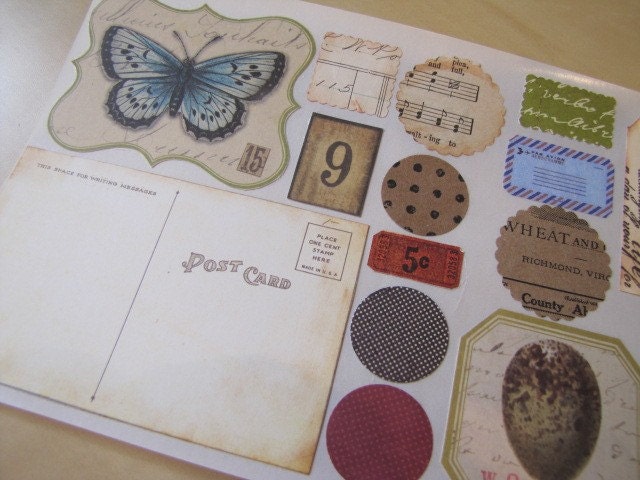 Vintage Style Stickers-Scrapbooking Embellishment-Envelope Seal-Label-Sticker-Conservatory Set