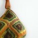 Women's crochet handbag, Fall Fashion Handbag, Crochet Granny Square, Felted Wool Crochet  Shades brown green beige mustard
