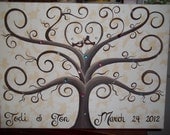 Wedding guest book tree canvas....130-160 guests...18 x 24..With some Bling Bling and His & Her Lovebirds