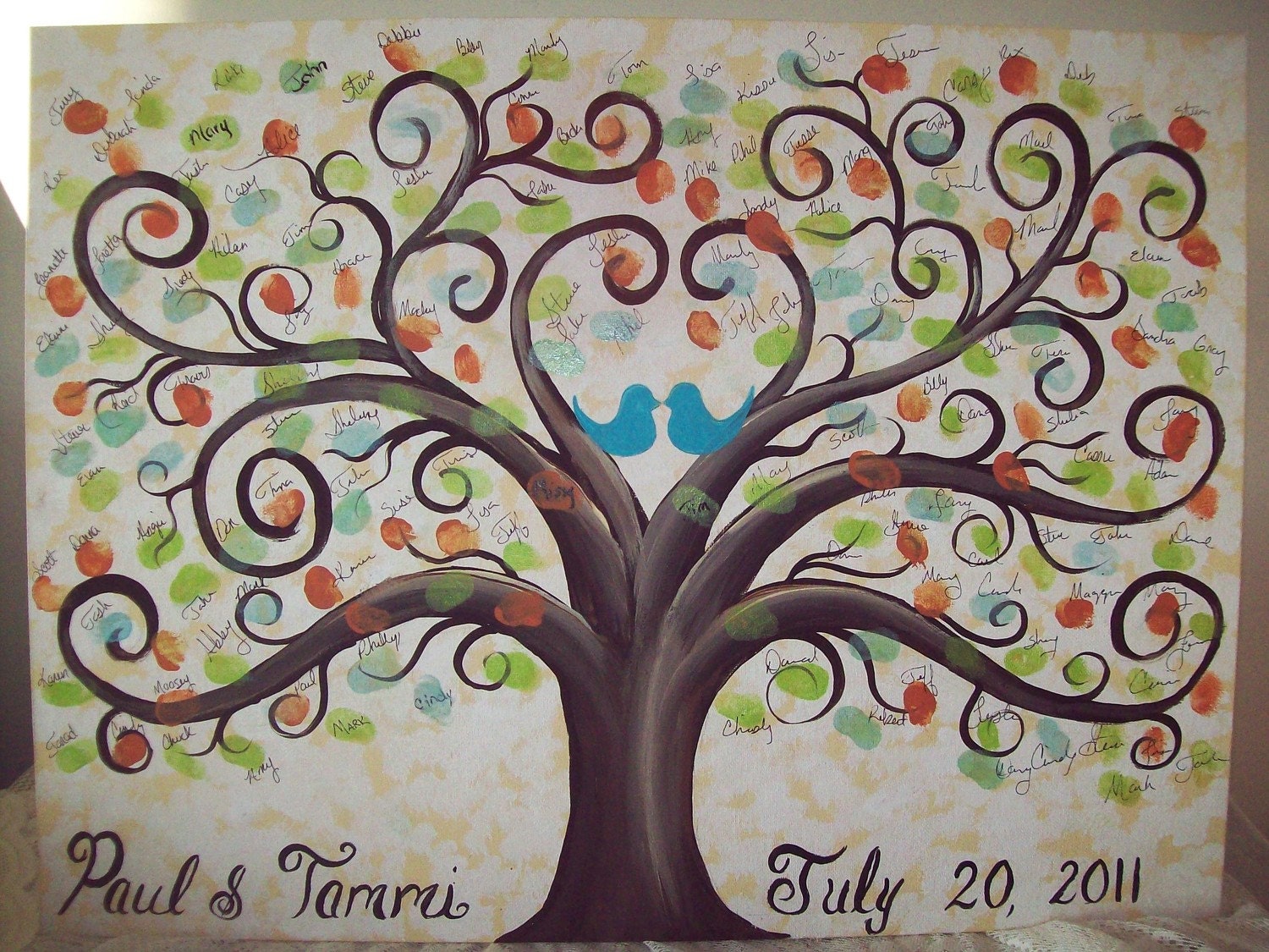 Wedding Guestbook thumbprint tree Canvas.....18 x 24......165- 185  guests