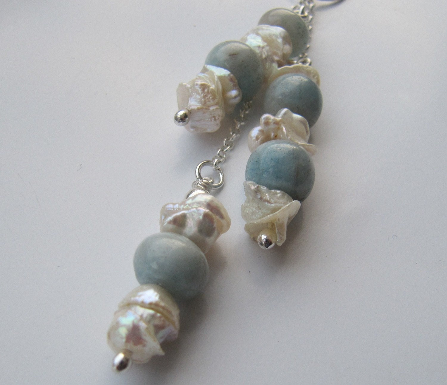 Keishi and blue gemstone necklace - Harmony