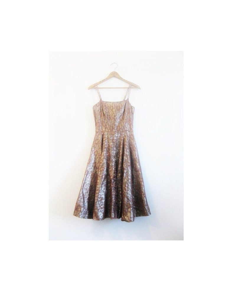 1940s-1950s METALLIC lace classic dress
