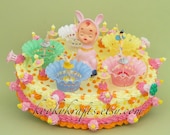 Fake Cake Pink Bunny with Party Baskets Sculpture