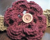 Purple and Grey Crochet Flower Headband