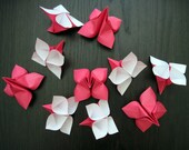 Origami Flowers - White and Pink - Large - Set of 10