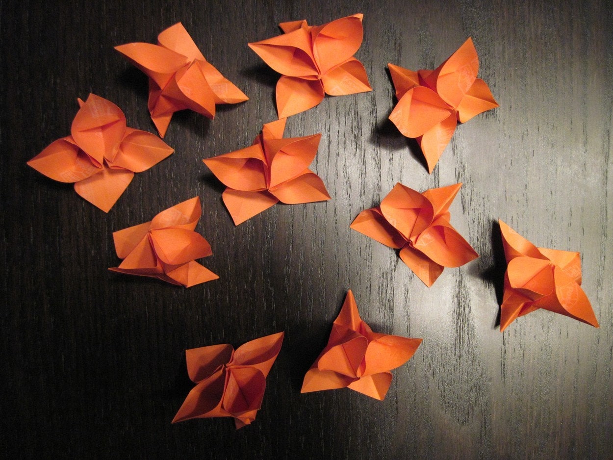 Origami Flowers - Set of 10 - Orange