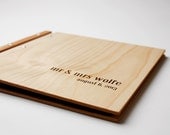 custom wood wedding album engraved rustic modern heirloom engagement gift anniversary holiday album photo // romantic keepsake 35 pages