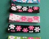 Daisy Hair Clips - Set of Five Flower Clips - No Slip Grips - Infant, Baby, Toddler, Child, Teen