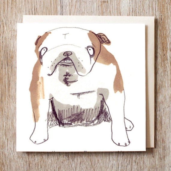 Bulldog Blank Card British bulldog winston illustration dog lovers birthday fathers day