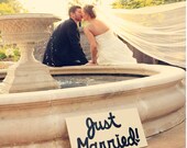 Large Just Married Sign Whimsical Rustic Shabby Chic Sign Hand Painted Wedding Sign Handmade - whimsical signs for just married