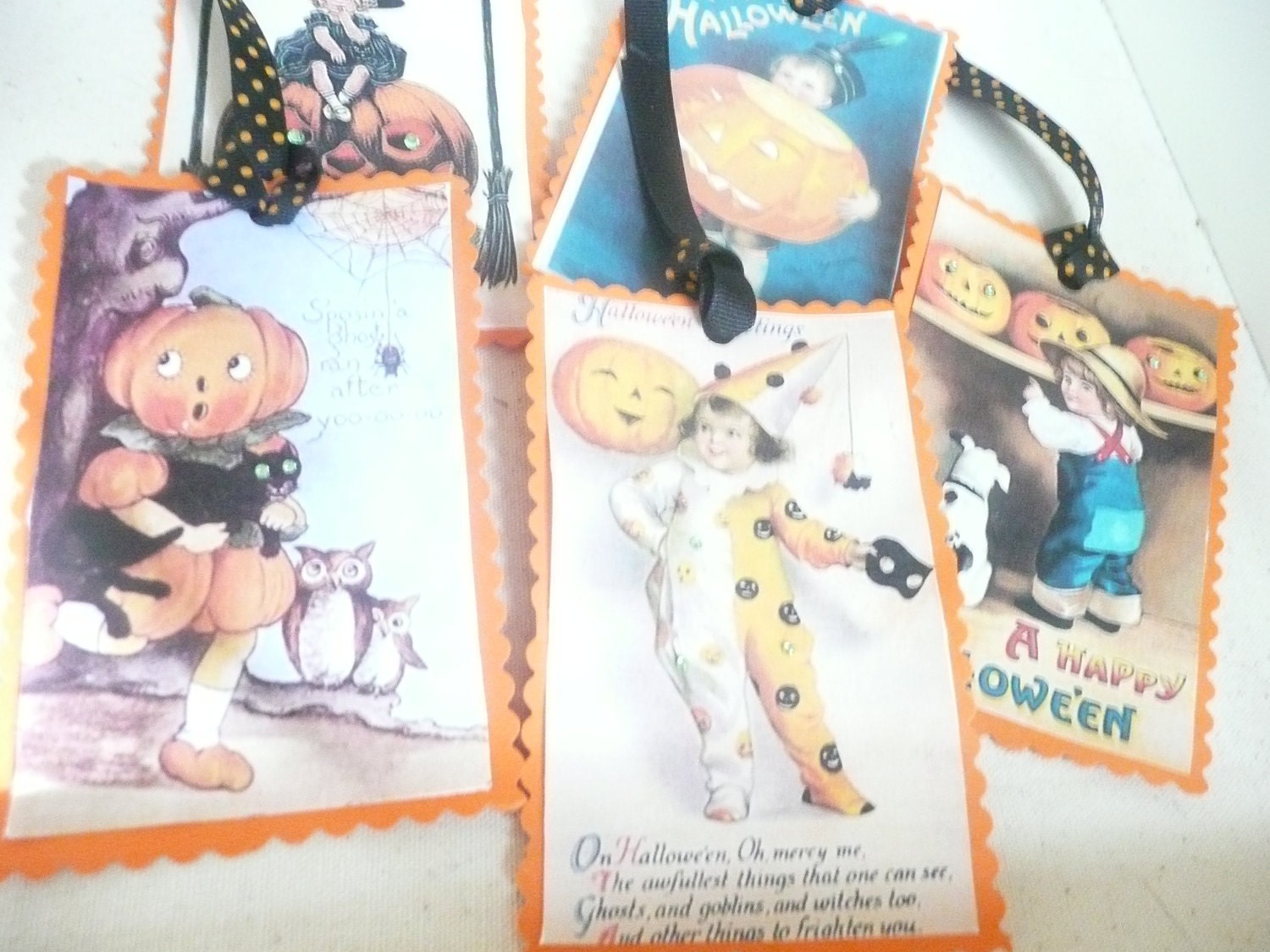 Handmade Vintage Halloween Tags- 5 pc.
