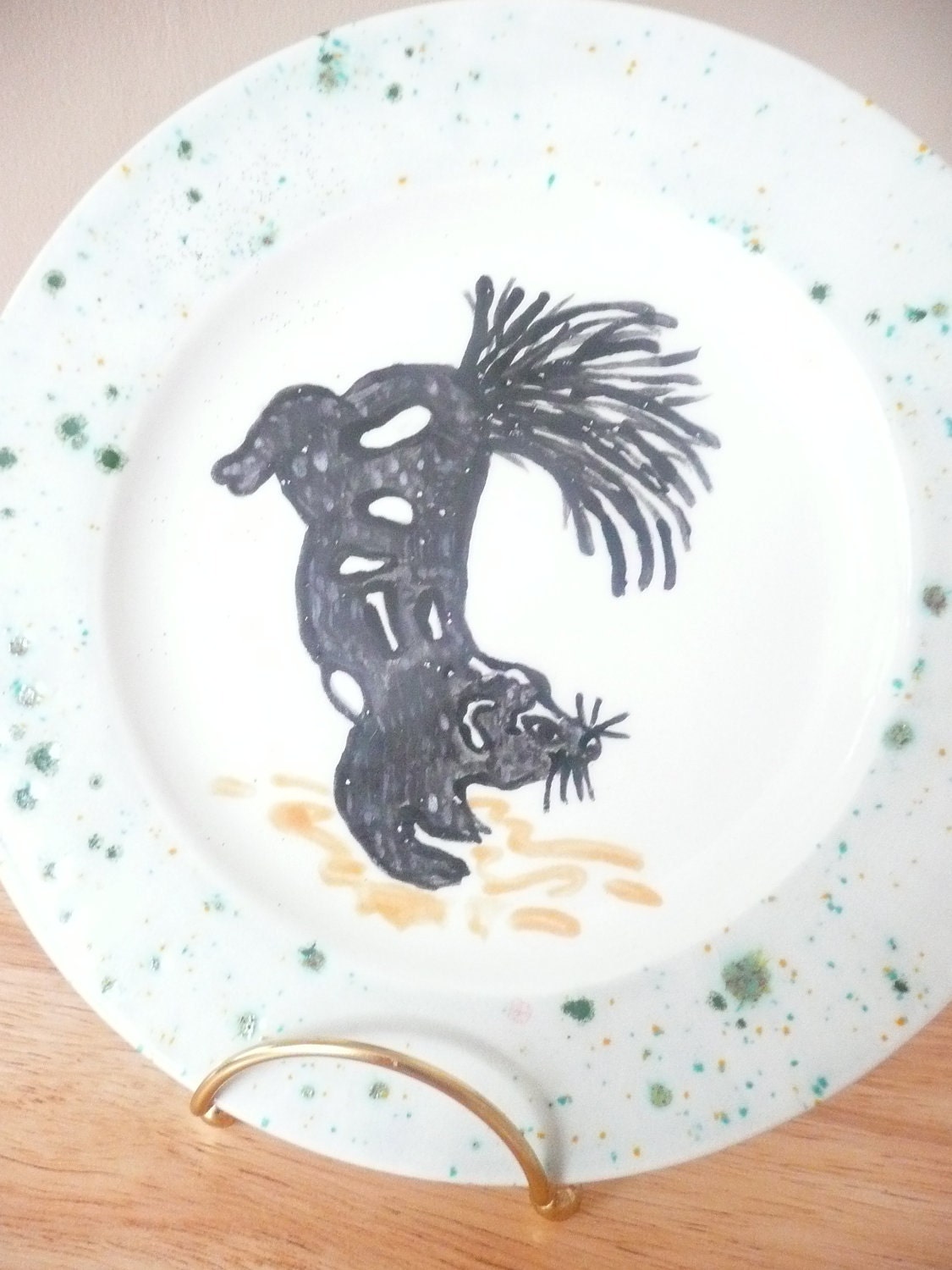 Hand-Painted Skunk Plate