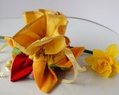 Small pouch in yellow from remains and recycled fabrics