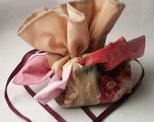 Small flower pouch  from remains and recycled fabrics