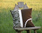 Decorative pillow made from vintage wool and fabric. Home decor pillow  16 x 16