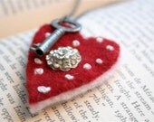 key to my heart felted wool necklace