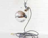 Giant Silver Bowl Clip Clamp Light with Zig Zag Cord