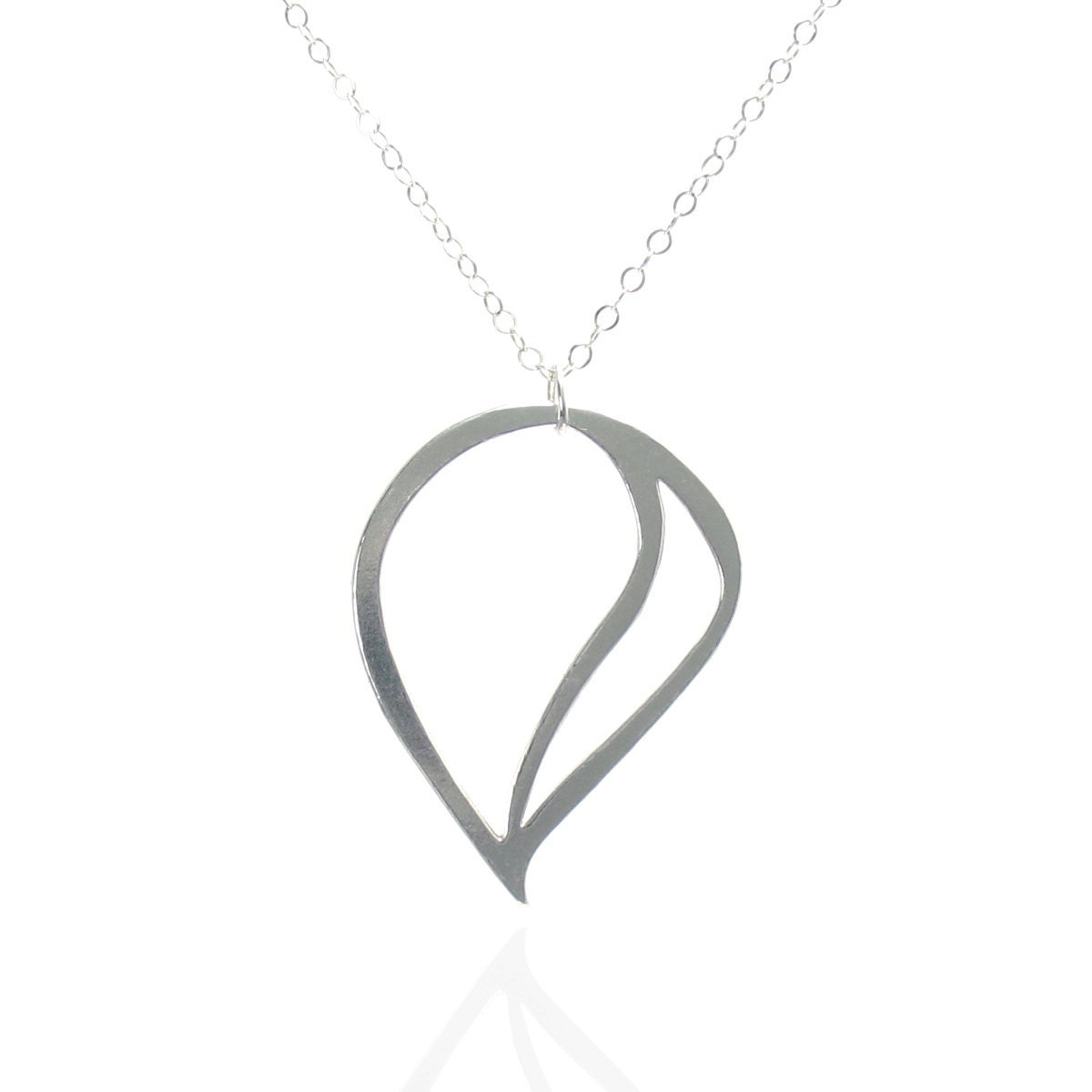 Sale - Sterling Silver Necklace - Medium Lilac Leaf - Free Shipping - Eco-Friendly Nature Jewelry