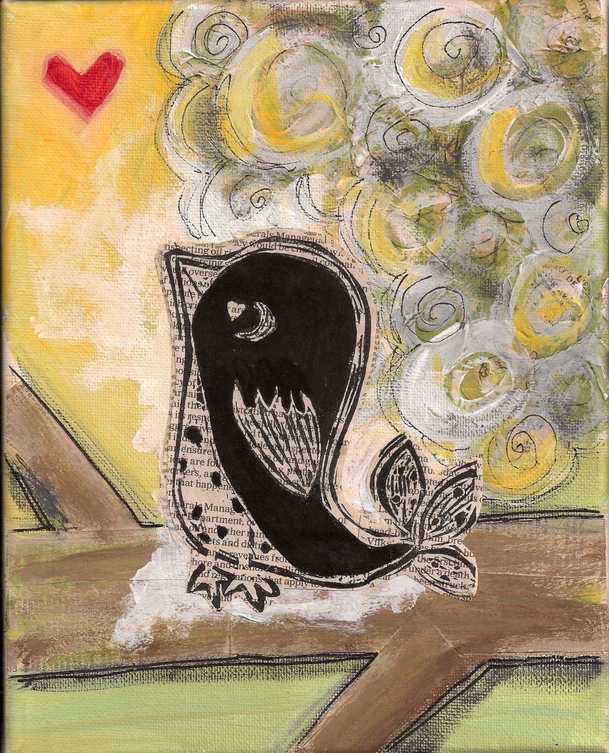 Please Dont Feed The Birds (a series)...The Love Bird...4X6 Original Art Print