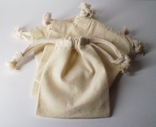 Forty Eight (48) 3 x 4 Natural Drawstring Muslin Bags