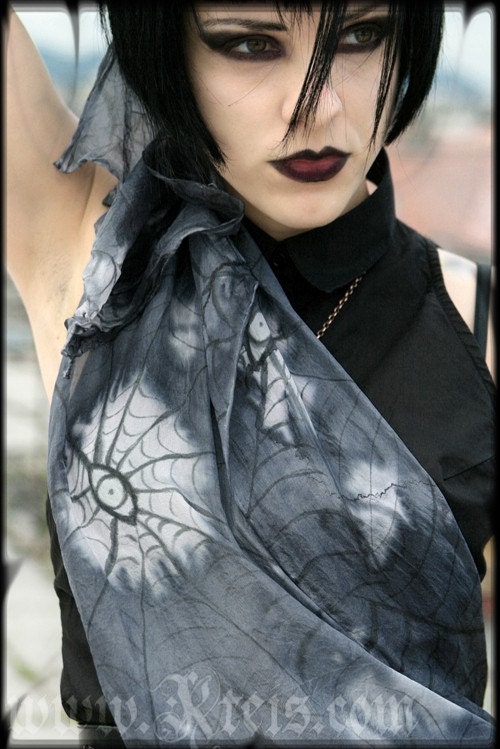 Purple macabre silk scarf - gothic eyes - halloween fashion