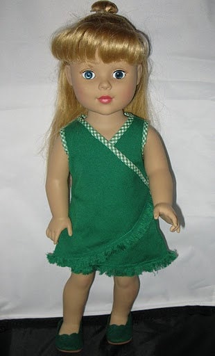 Fits American Girl and 18 Inch Doll Handmade Wrap Dress