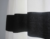 NEW...2 Curtains, Drapes, Window Curtains, Set of 2 Black and Off White Horizontal Stripe Curtain Panels 84 to 87 long