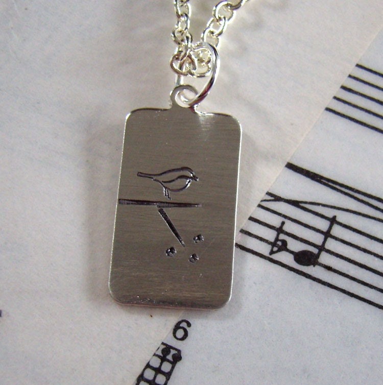 Out on a Limb Bird Necklace Mini dog tag