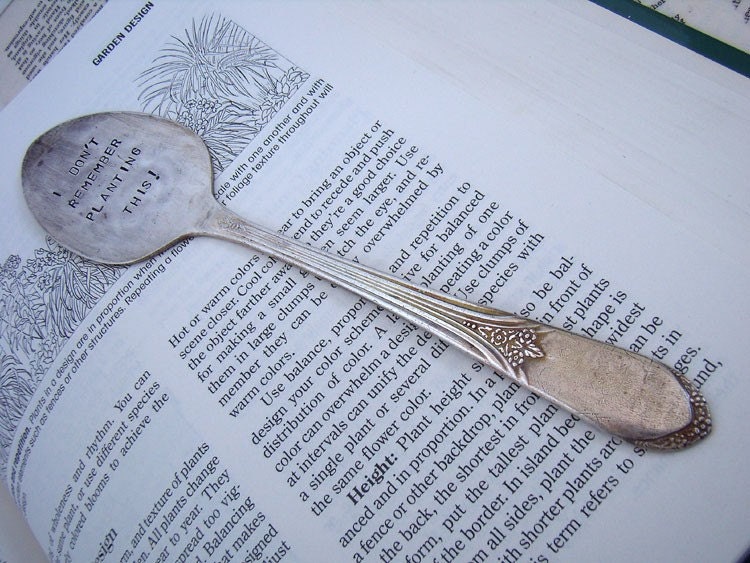 How did that get here vintage spoon garden stake