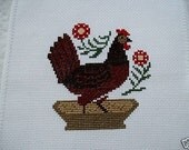 Completed Prairie Schooler Christmas Cross Stitch - BARNYARD CHRISTMAS - Hen