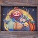 Autumn Scarecrow, Cat, and Moon, Primitive, Rustic, Barn Wood Framed, Tole Painted
