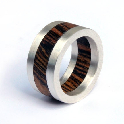 14 karat gold and wood  band ring for men or women